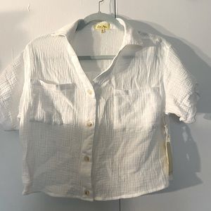 Love Notes White Button Up Top